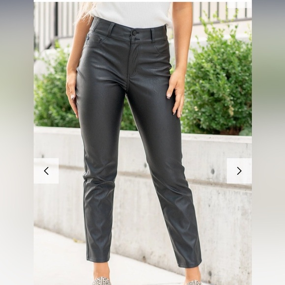 KanCan Pants - KanCan Faux Leather Skinny Straight Jeans NWT